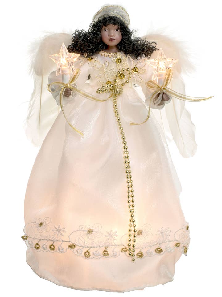 Cime de sapin ange africain ivoire à 10 lumières pour la vente par Starlight Collection