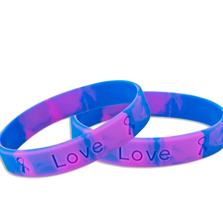 Blue & Purple Silicone Bracelets for wholesale by The Awareness Company