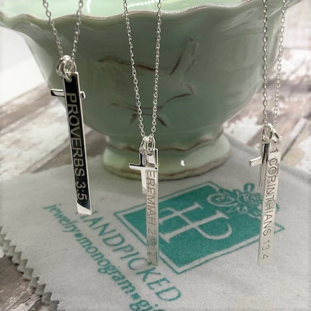 Corinthians Scripture Bar Sterling Silver Necklace for wholesale by HandPicked