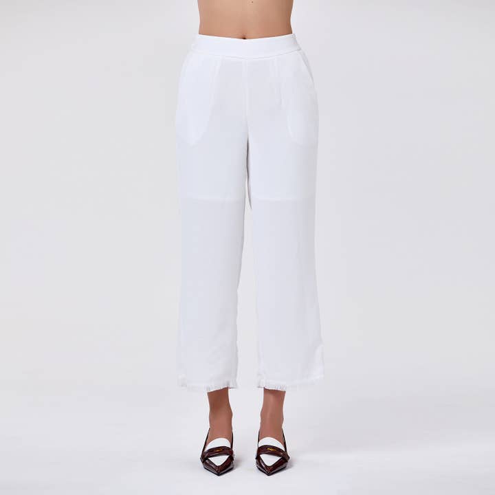 Straight-leg pants in lightweight knit for wholesale by Smart and Joy