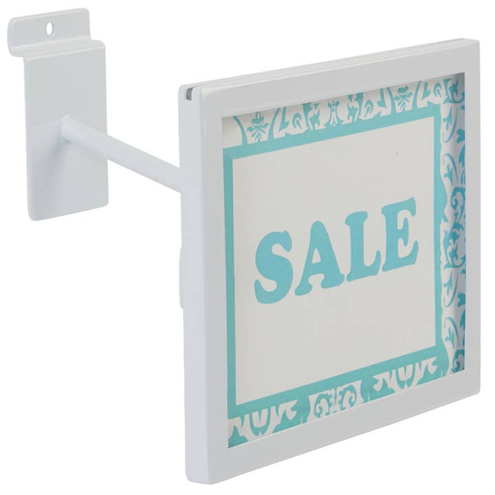 Store Supply Warehouse - Wholesale Retailer Display - Accessories - Rectangular White Faceout Sign Holder For Slatwall