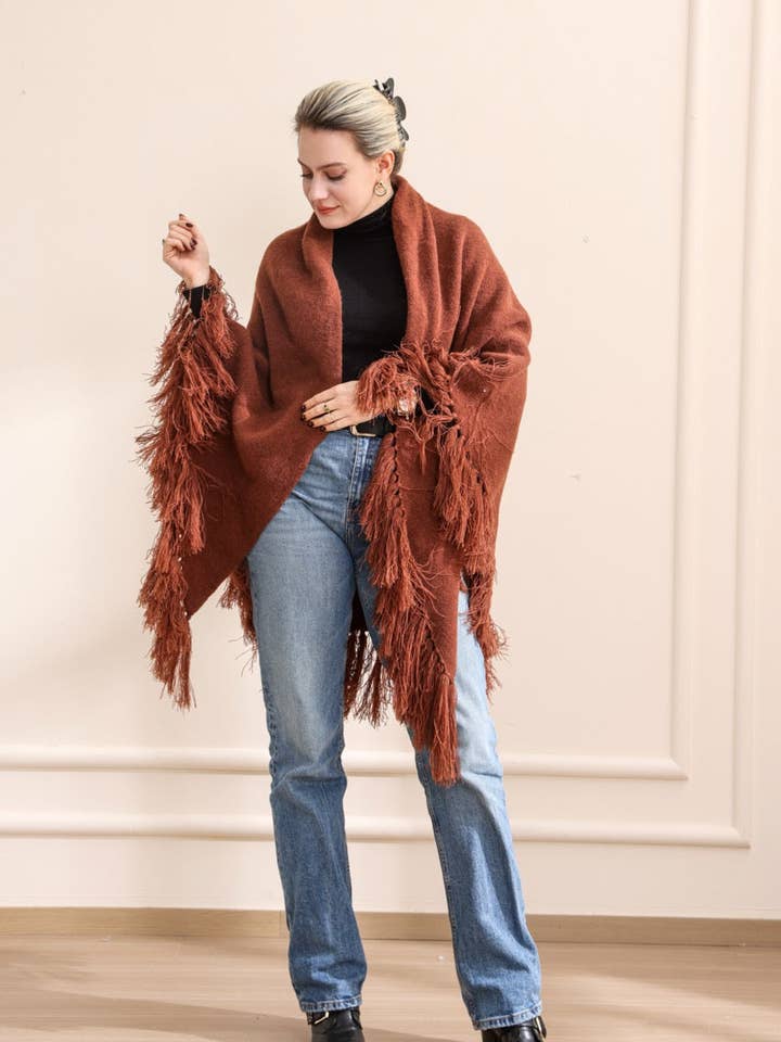 Emilie collection - Vendita all'ingrosso Poncho - Donna - Poncho marrone1