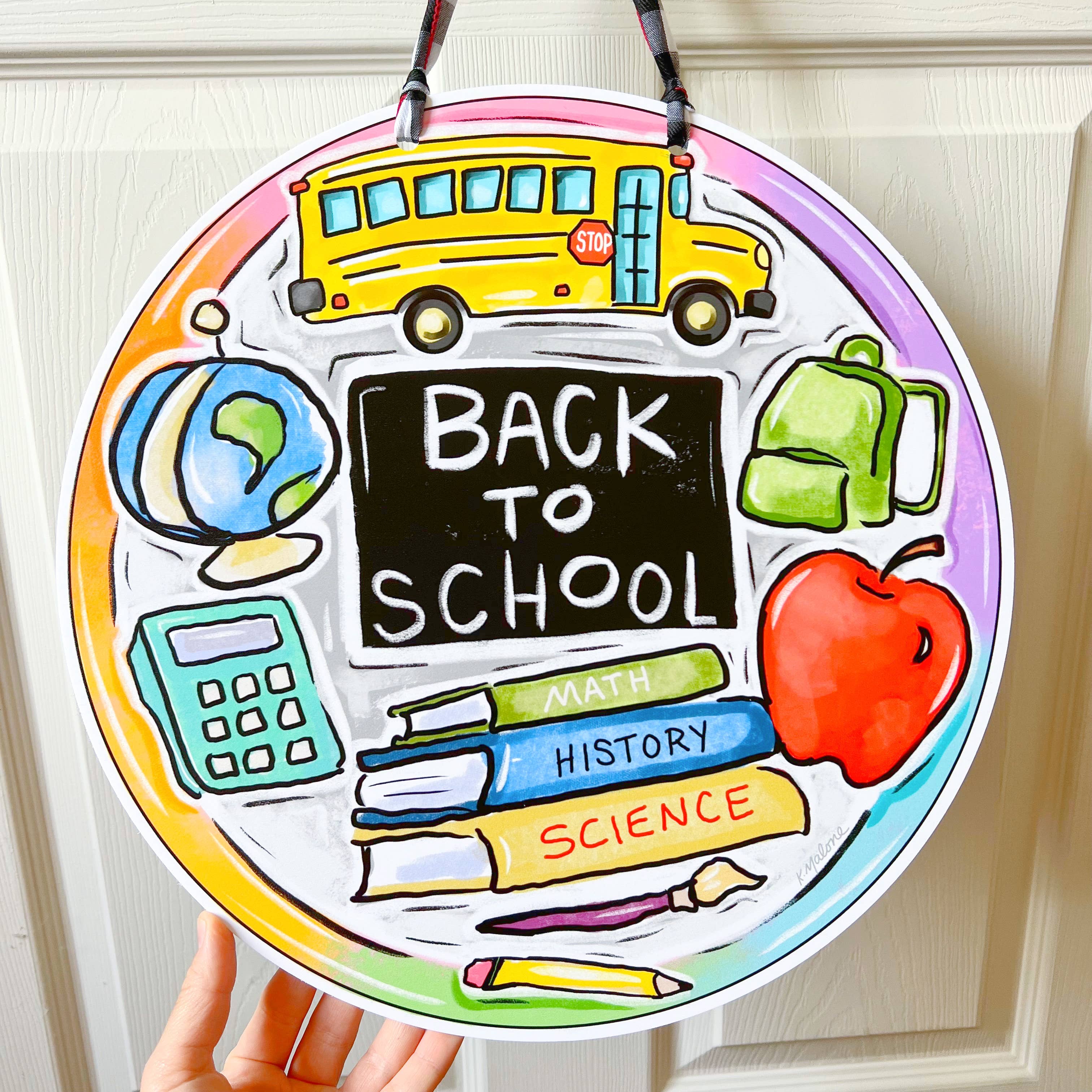 Home Malone - Wholesale Door Hanger - Back To School Round Door Hanger - Fall Classroom Decor1