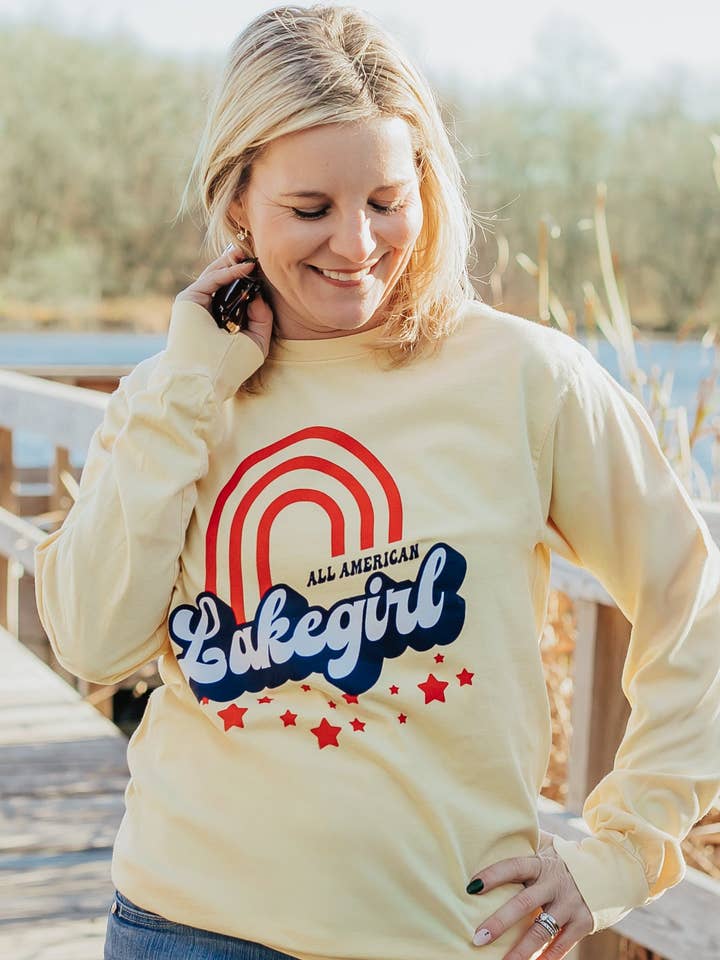 Lakegirl Ringspun Manica Lunga in Giallo Burro per la vendita all'ingrosso da parte di Lakegirl