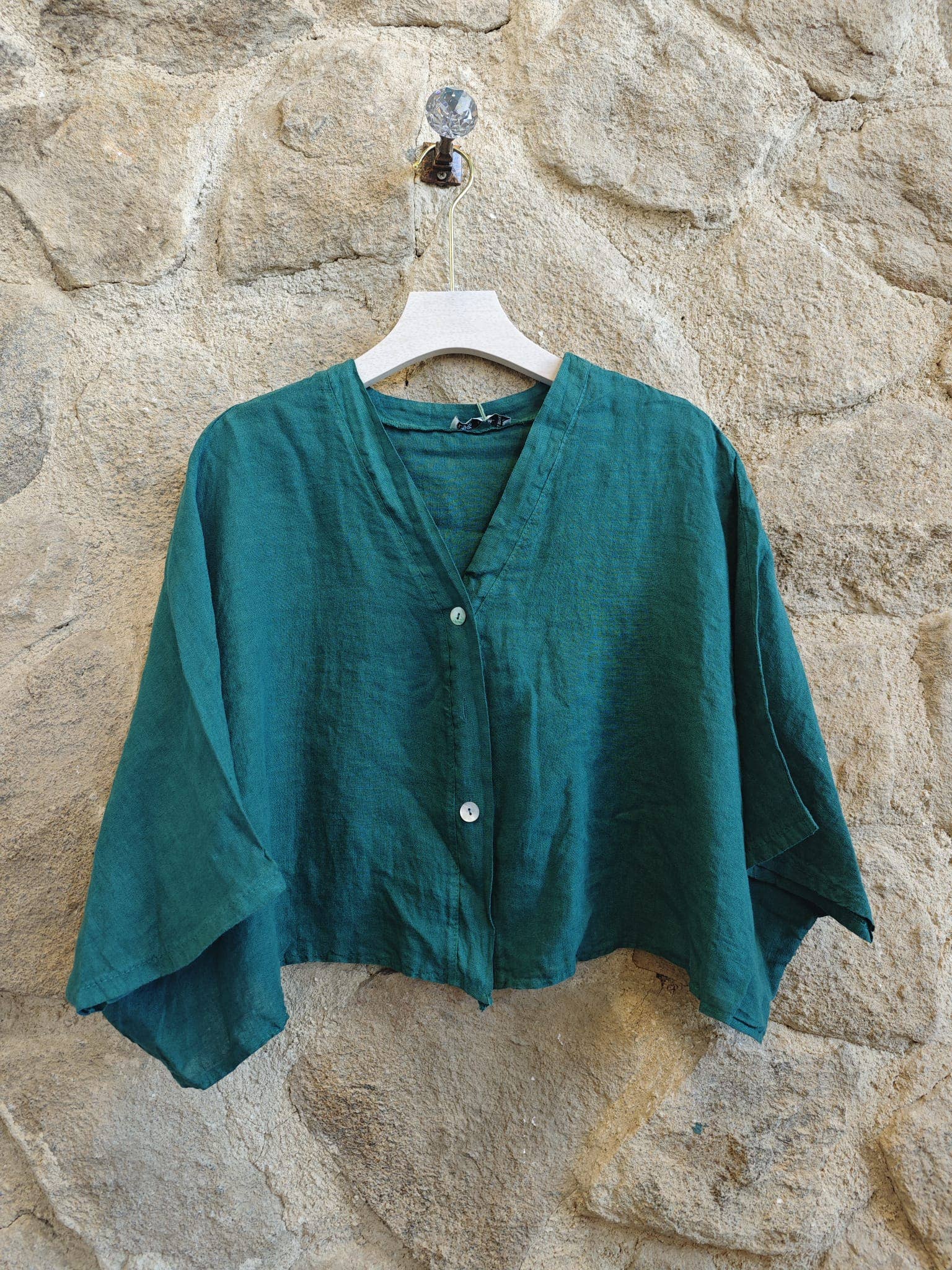 Linen & More - Wholesale Blouse - Dames - Kortelastische blouse met korte mouwen van 100% linnen14