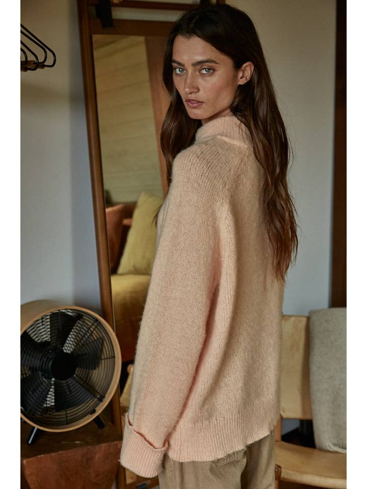 By Together - Wholesale Knit Sweater - Women's - W1043 | Knit High Neck Raglan Long Sleeve Sweater Top