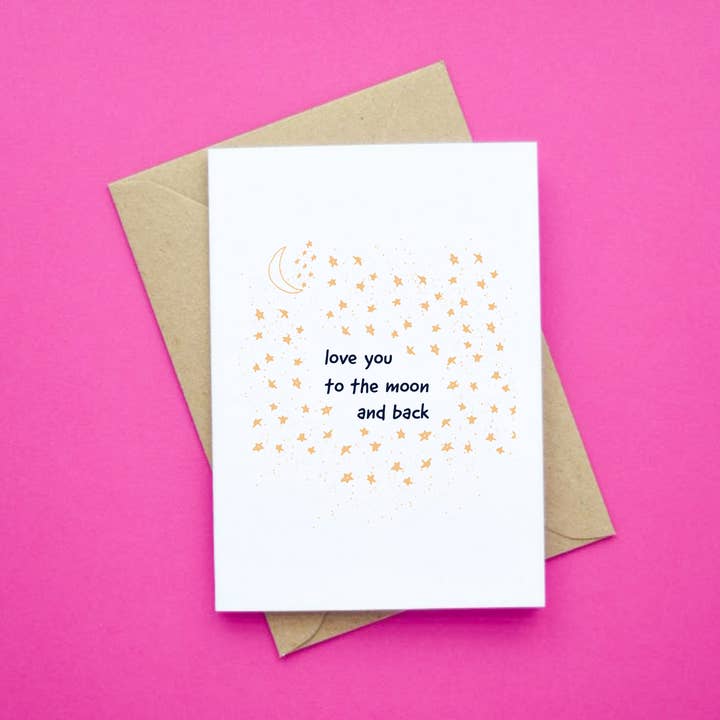 Wonky Cards - Wholesale Love Card - To The Moon And Back