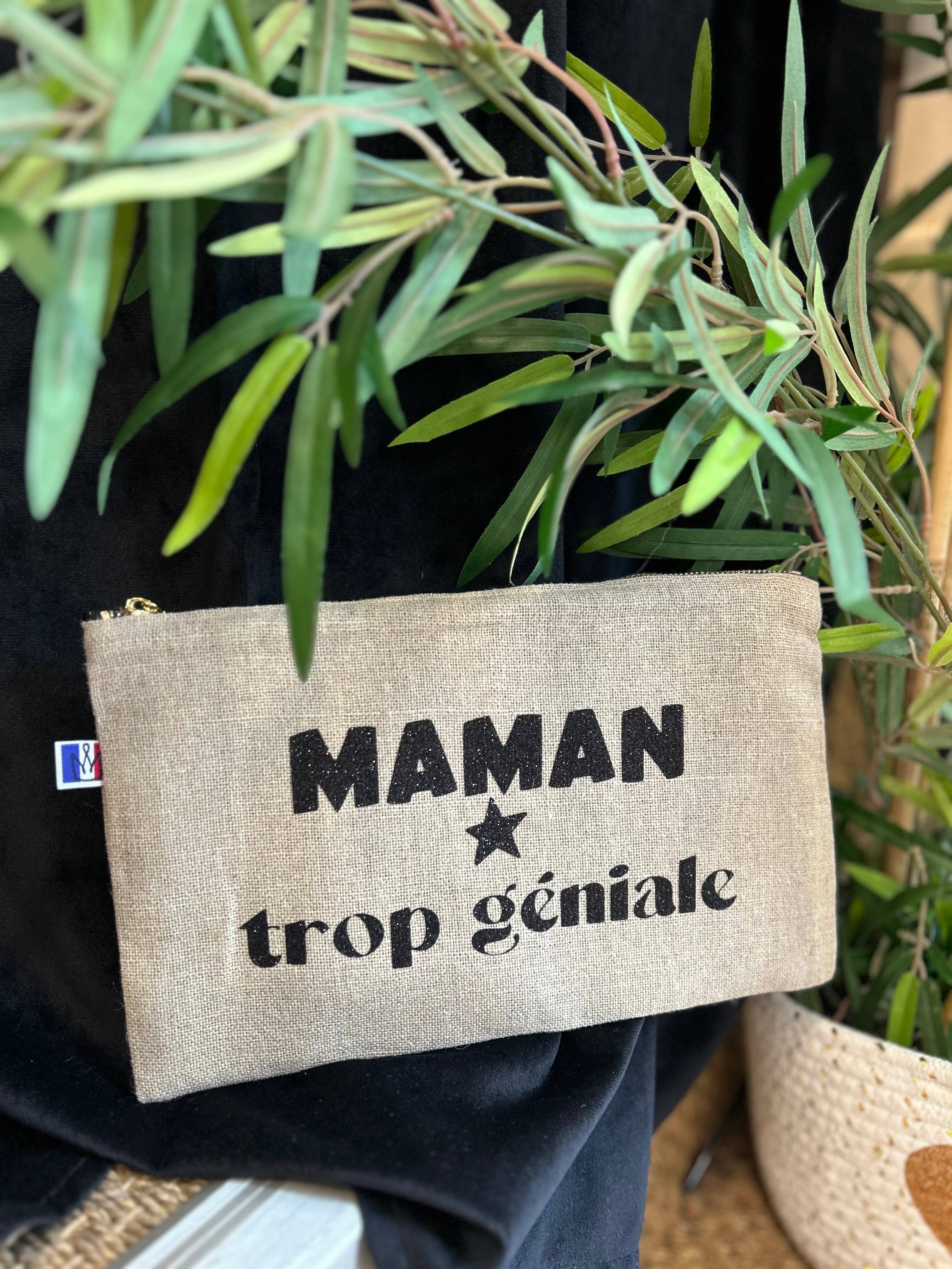 Toiles Chics – wholesale Påse - Dam – Maman Too Great - linnefodral med dragkedja för mors dag0