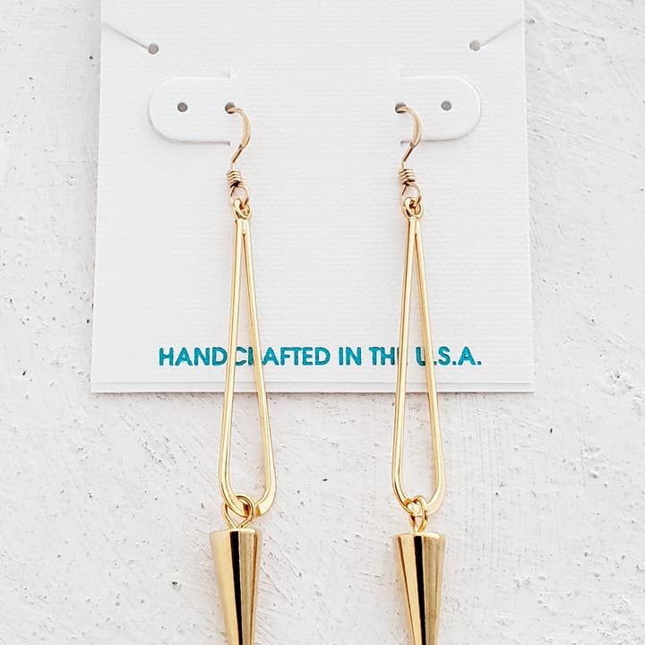 Sosie Designs - Wholesale Dangle Earrings - Gold Spike Pendulum *1