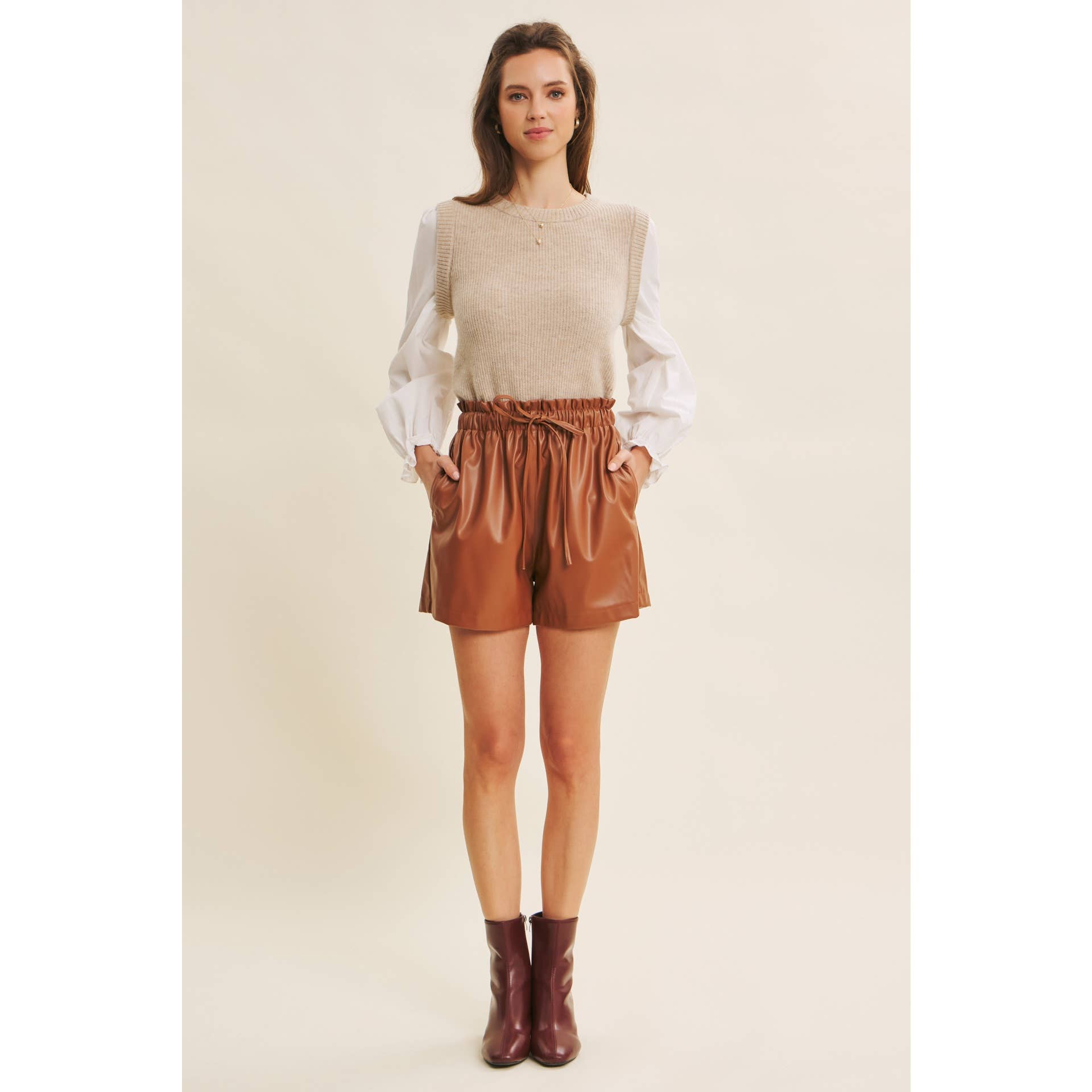 in february - Wholesale Knit Sweater - Women's - SWEATER VEST TOP WITH WOVEN PUFF SLEEVES6