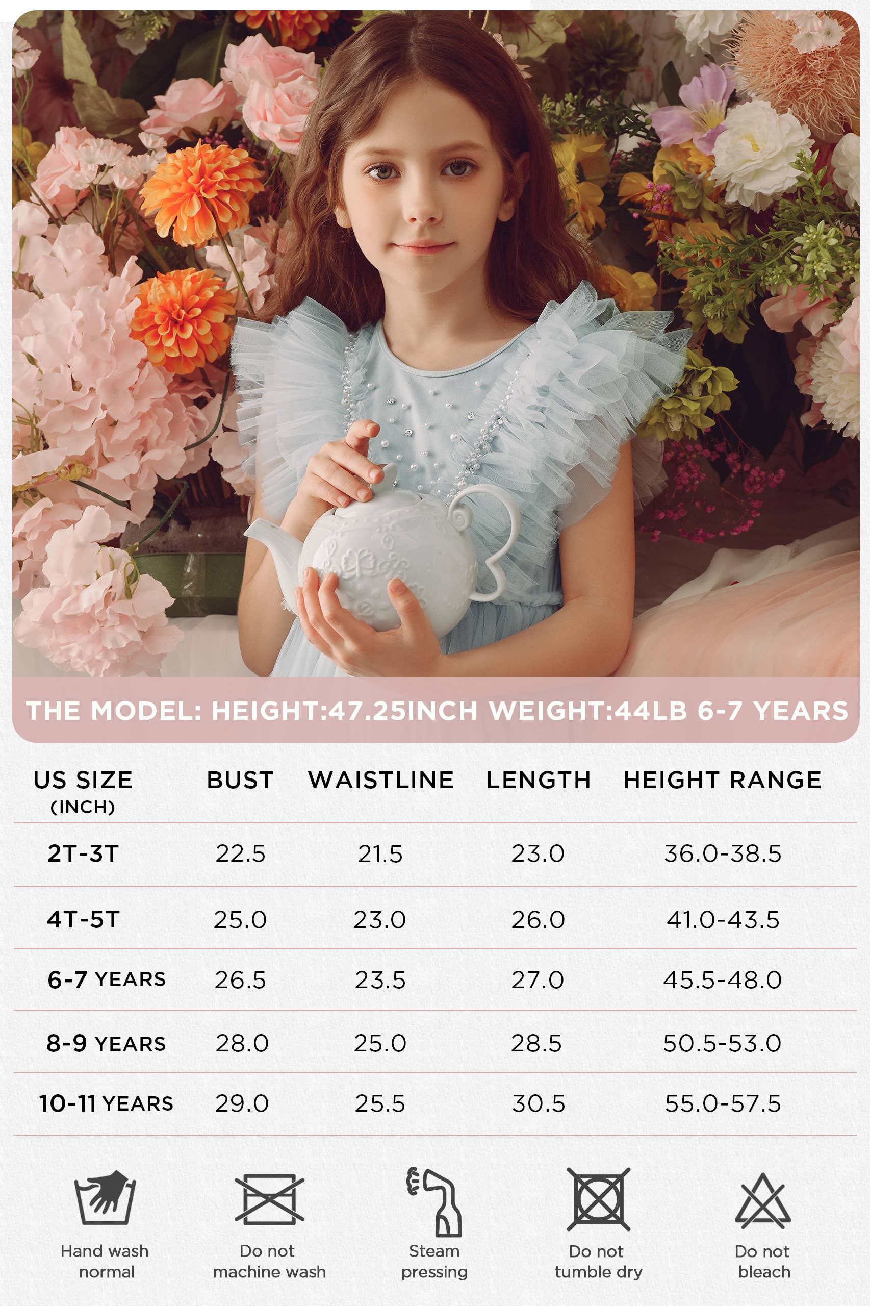 Light Blue Adorable Pearl Layered Tulle Toddler Dress for wholesale on Faire4