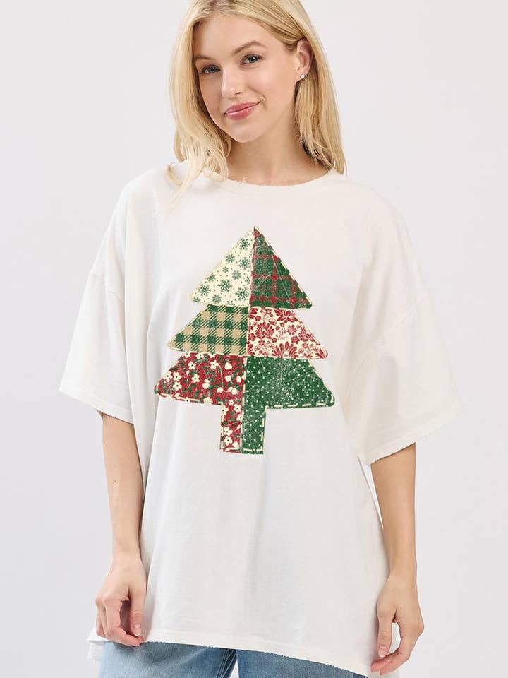 Block Quilt Christmas Tree Graphic Oversized Seamless Box Te for wholesale by Zutter