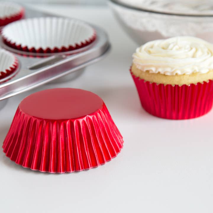 Fox Run Brands - Wholesale Cupcake/Muffin Liner - Fox Run Red Foil Cupcake Liners, 32 Count, 3" x 3"1