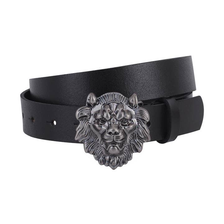 Cintura in pelle con fibbia testa di leone per la vendita all'ingrosso da parte di Most Wanted USA