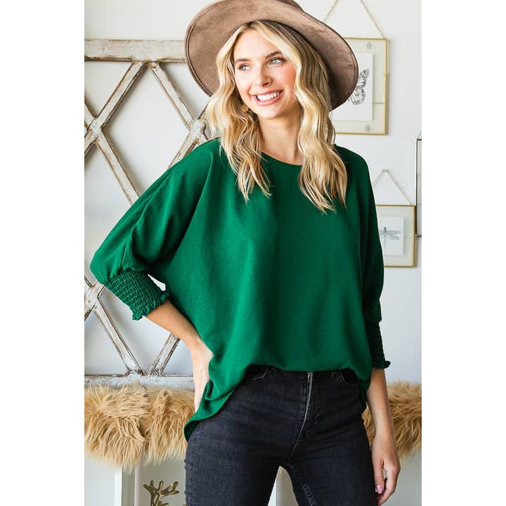 Smocked Three Quarter Band Top for wholesale by Reborn J