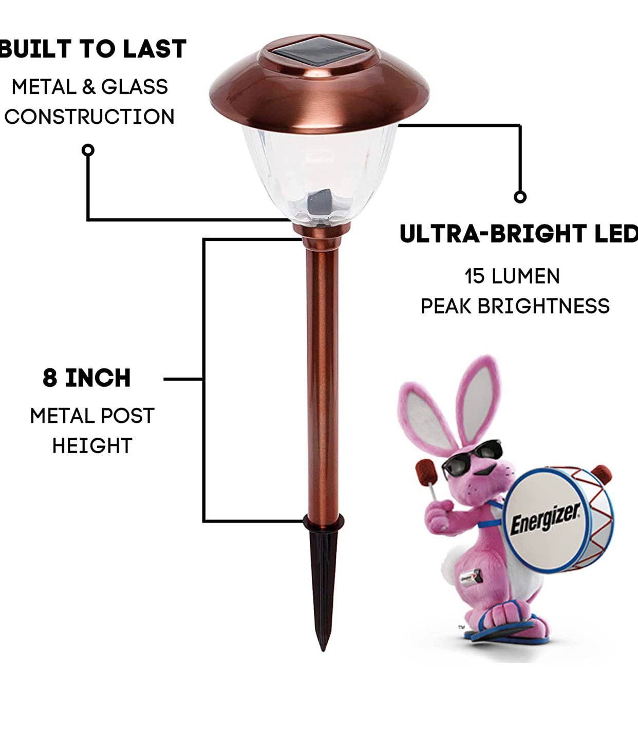 OutdoorSolarOutlet – wholesale Outdoor/lawn light – Energizer 8 Pack Solar Pathway LED Lights Outdoor-Stainless Steel 15 Lumen4