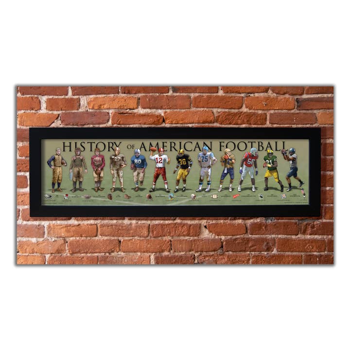 History of American Football - Framed 1", printed with a matte finish, 6" x 24" for wholesale by History America