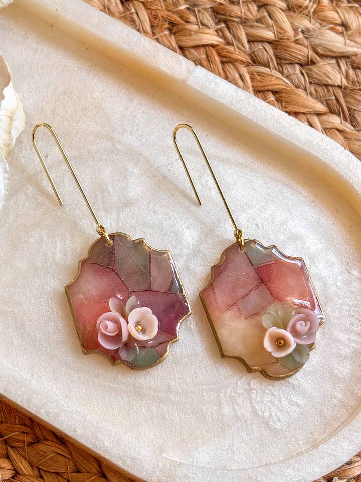 Stained Glass Floral Dangles for wholesale by Sarah Jane Designs