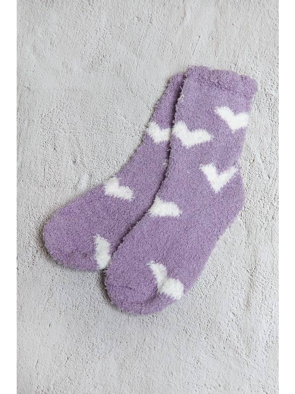 JOSSLYN by wall to wall - Wholesale Socks - Women's - WARM CORAL FLEECE PLUSH HEART FUZZY SOCKS | 40S020434