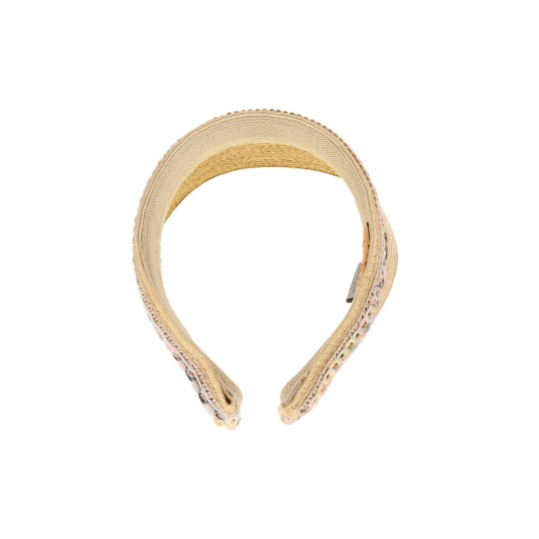 C.C Beanie – Engroshandel Visir - Dame – Farverige udskæring imiteret læder band C.C halm solskærm SV10063