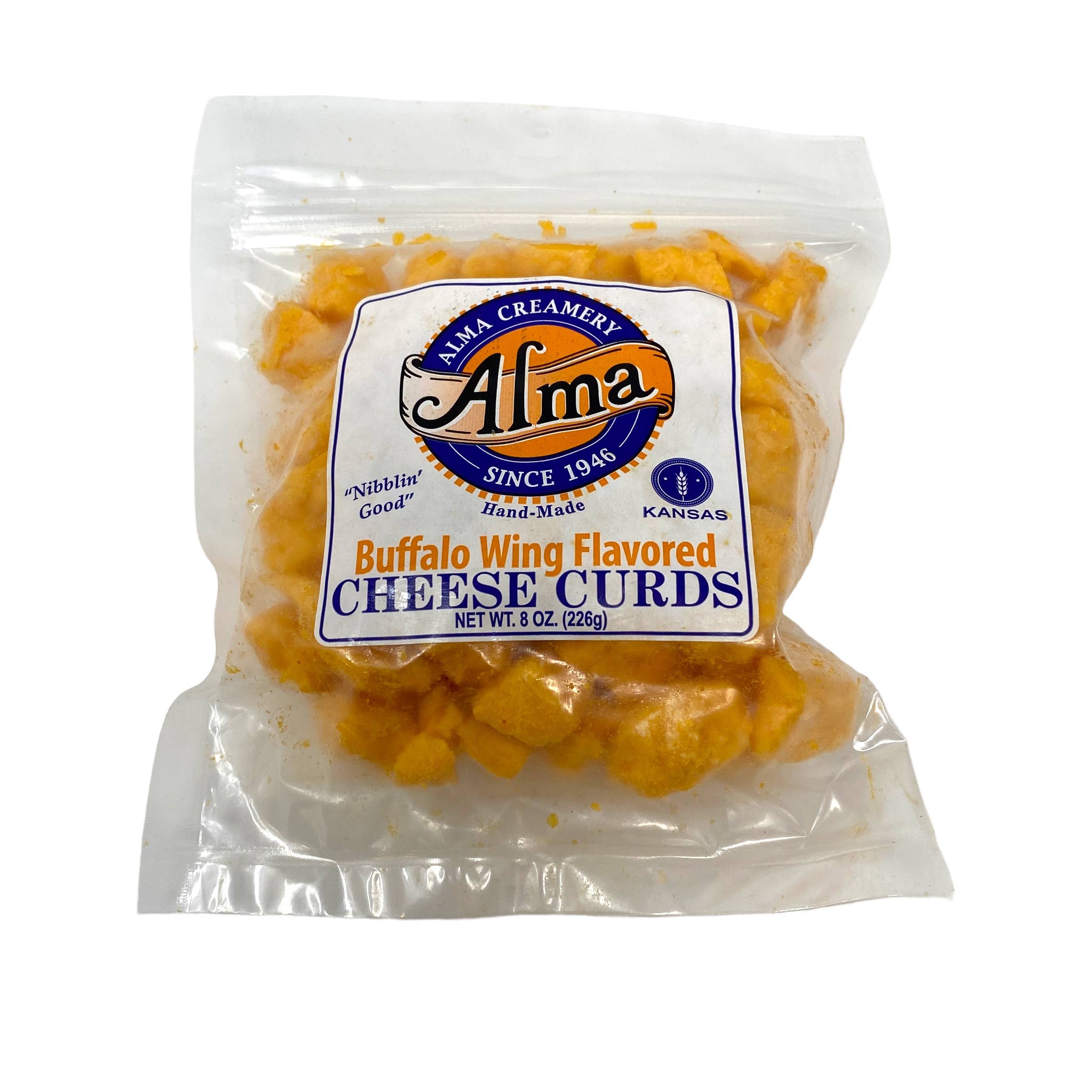 Alma Creamery LLC - Wholesale Cheese - 8 oz. Buffalo Wing Flavored Cheese Curds
