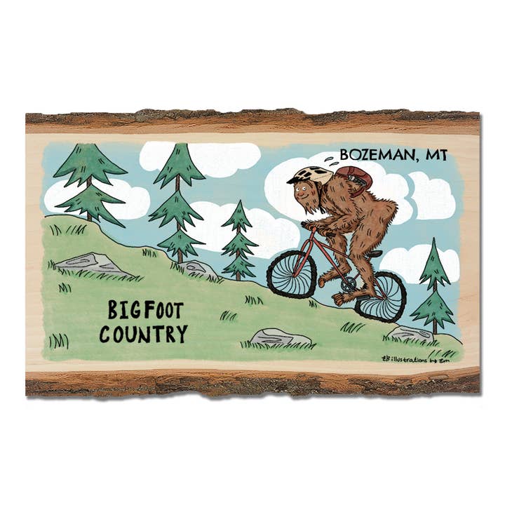 Bigfoot Mtn Biker - Wood Postcard & Magnets -Custom Namedrop for wholesale by DaydreamHQ