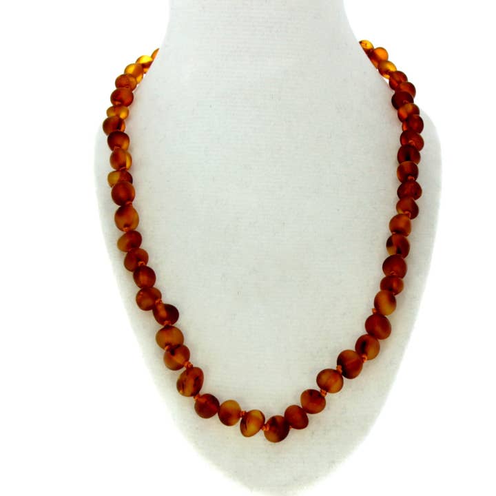 SilverAmber Jewellery - Wholesale Beaded/Pearl Necklace - Genuine Baltic Amber Unpolished Raw Baroque Beaded Necklace in various colours & sizes. All beads knotted in between.