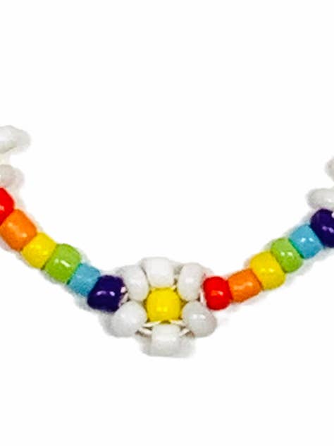 Collier fleur perlée arc-en-ciel primaire pour la vente par Bead Me Silly