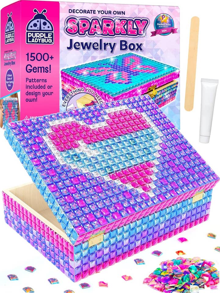 Décorez votre propre boîte à bijoux scintillante pour filles pour la vente par Purple Ladybug