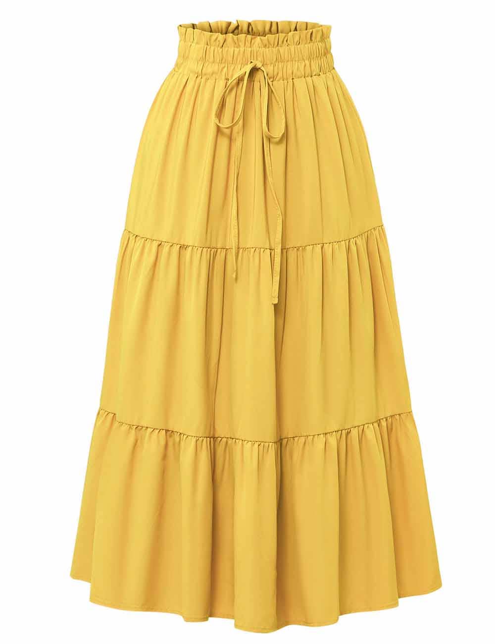 Sweetkama - Wholesale Skirt - Women's - Ladies Boho Elastic Waist Ruched Drawstring Skirt39