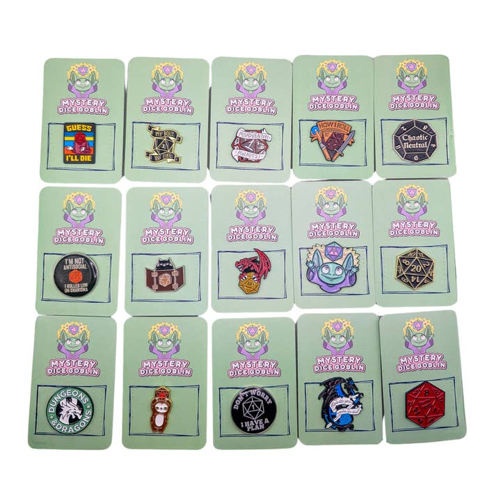 Bulk Sets of Pins for wholesale by Mystery Dice Goblin