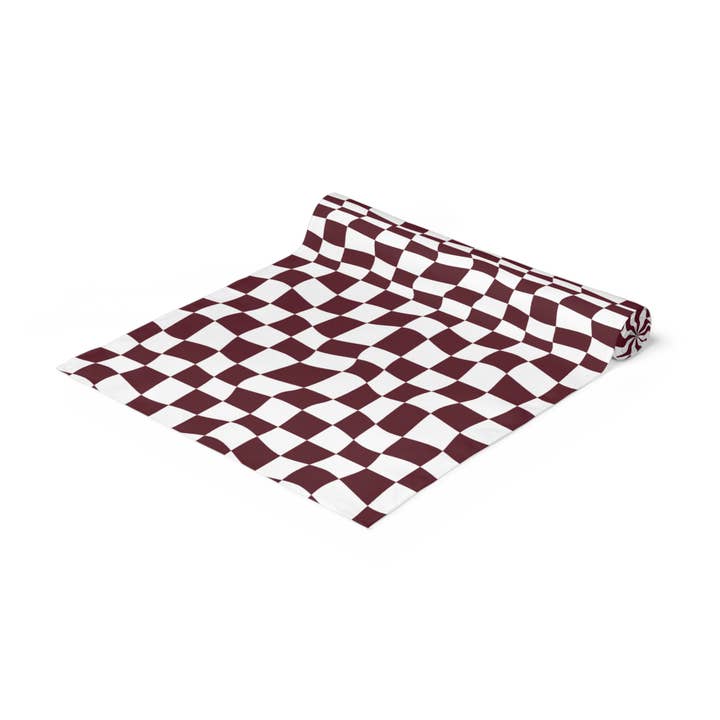 Maroon and White Checkerboard Wrapping Paper Roll for wholesale by Hey Y'all Party