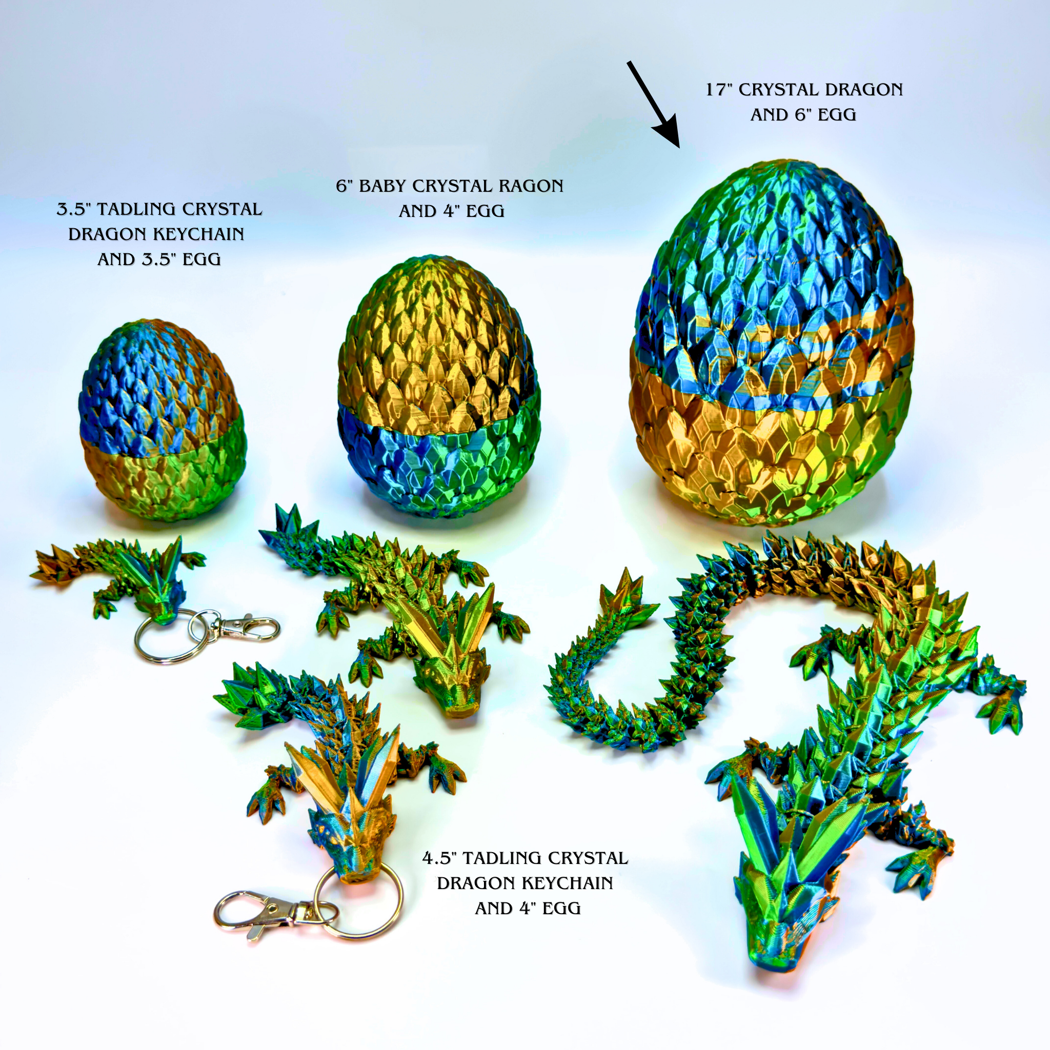 Dragon Fidgets - Wholesale Fidget Toy - Kids - 17IN Crystal Dragon and 6IN Egg Fidget Toy, Decor2