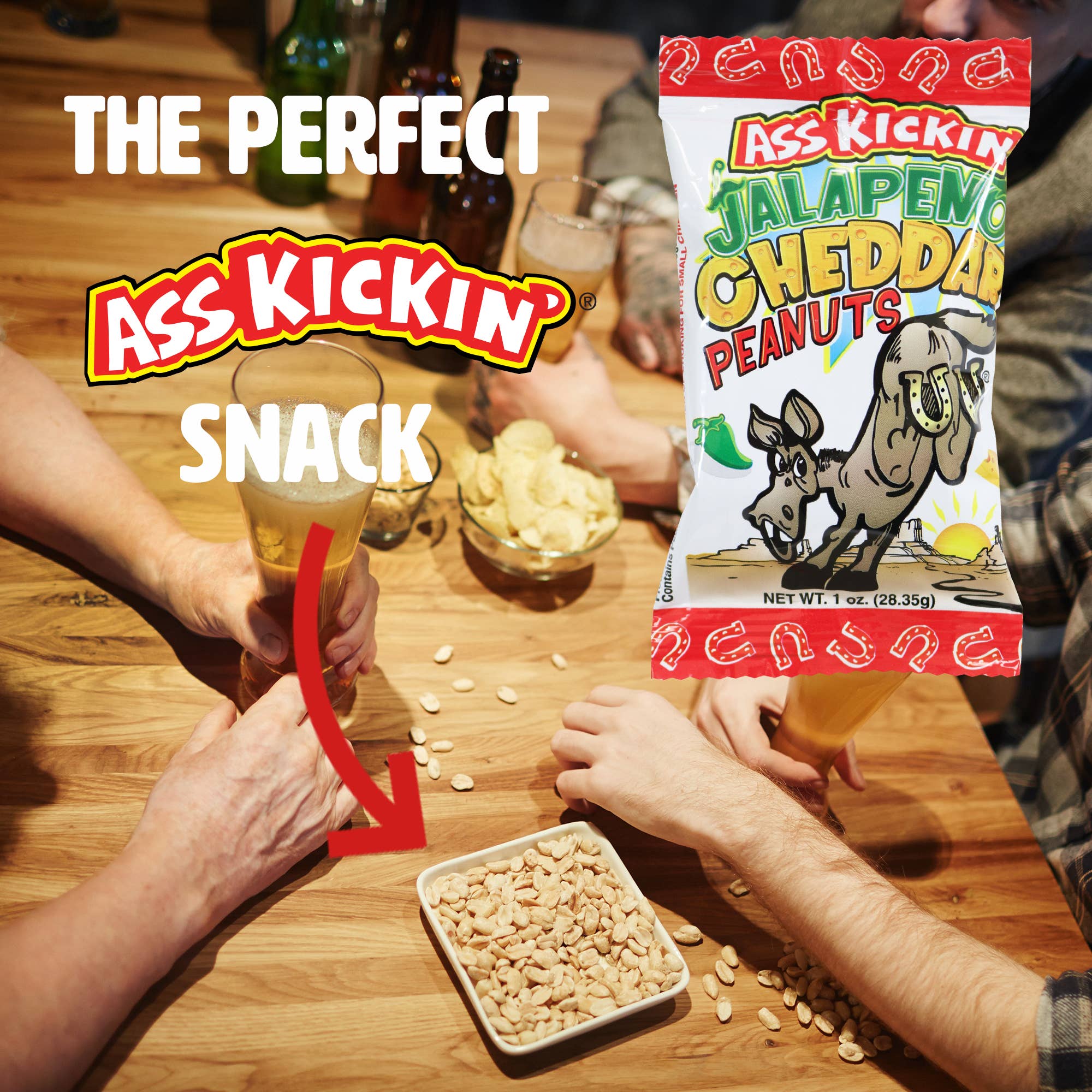 Southwest Specialty Food - Wholesale Nuts - Ass Kickin’ Jalapeno Cheddar Peanuts 1 oz. Bags5