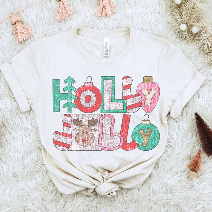 Par.tees by Party On! - Wholesale Screen Printed T-Shirt - Women's - Holly Jolly Christmas Vintage Graphic Tee1