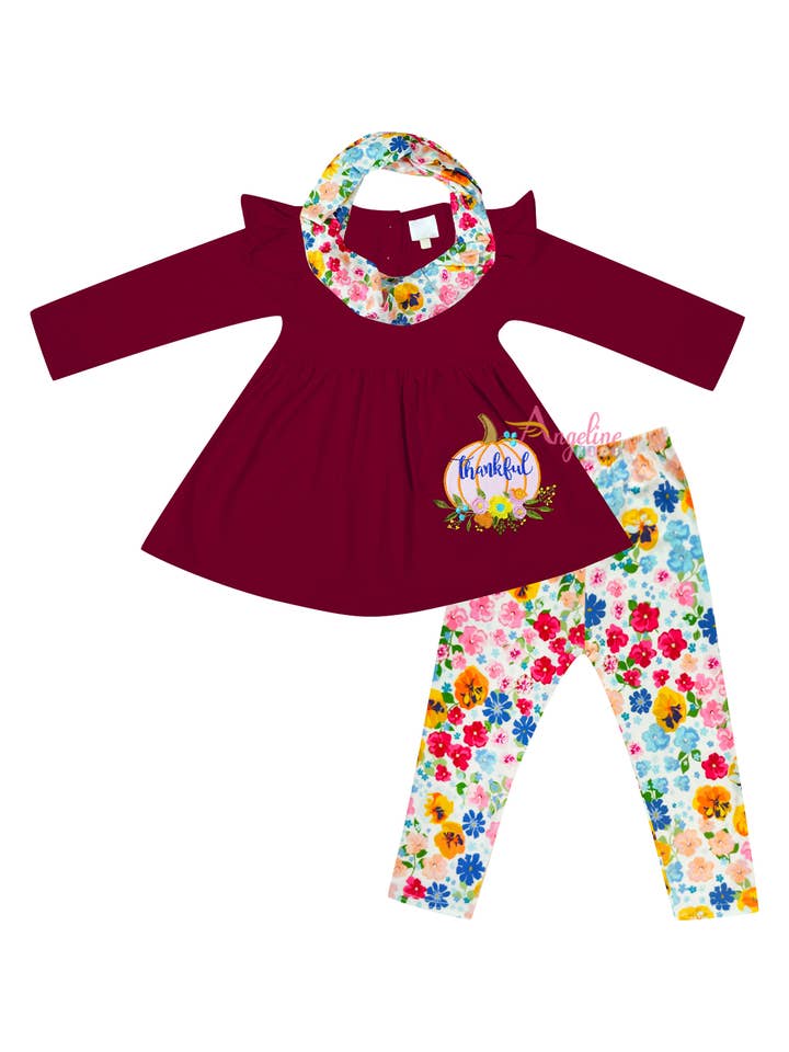 Angeline Kids - Wholesale Top & trouser set – Kids - CLOSEOUT 50pcs Lot Fall Halloween Thanksgiving Scarf Outfit2