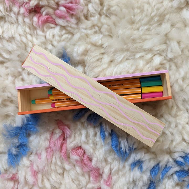 Pink Orange Yellow | Hand-Painted, One-of-a-Kind Wooden Box for wholesale by Foreignspell