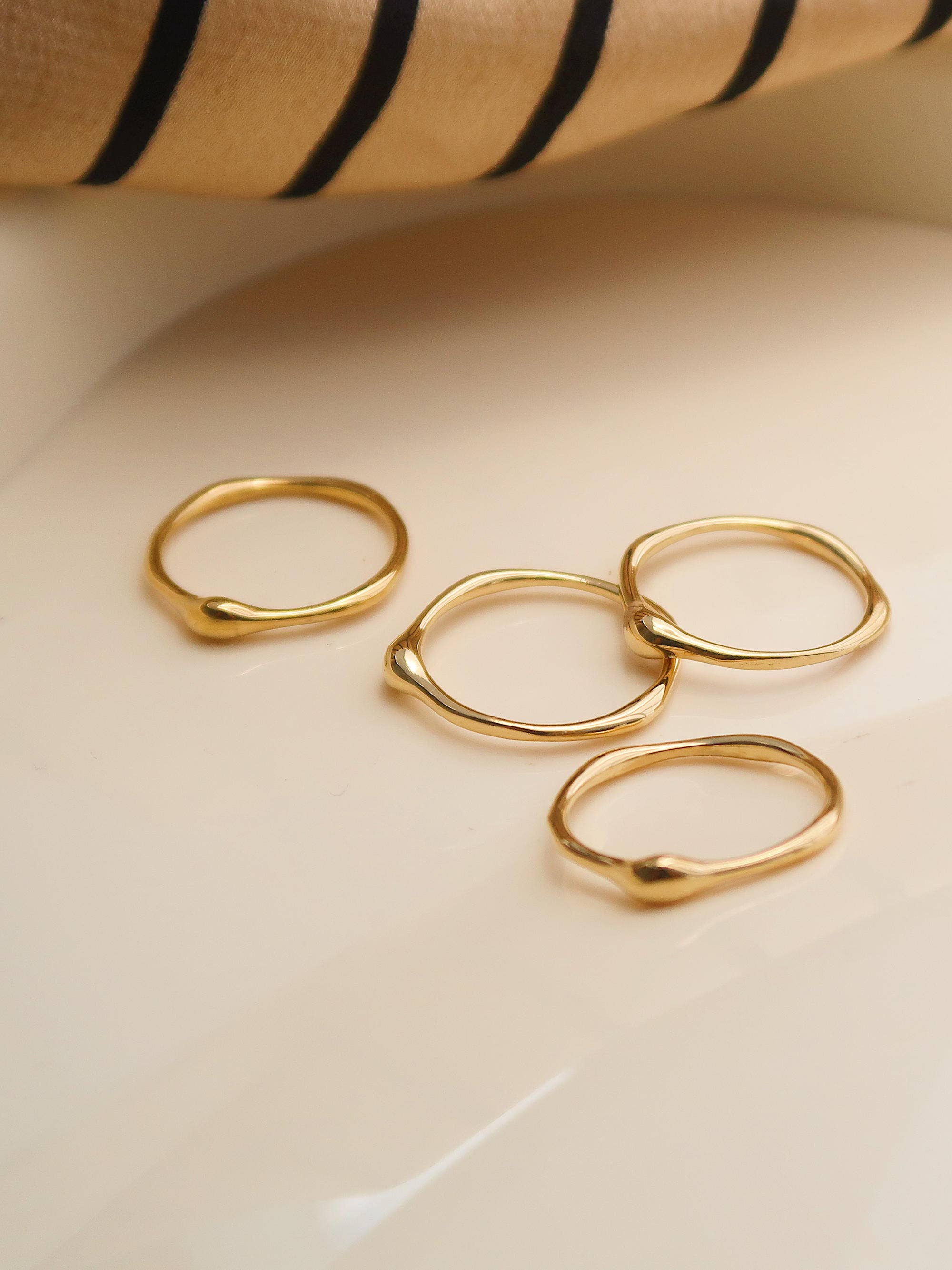 Rowena 18K Gold Non-Tarnish Minimalist Band Rings for wholesale on Faire3