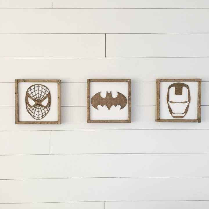 Nail and Hook Laser Cut Home Decor - Wholesale Sign - Superhero Wall Art | 11x11 inch Wood Sign44