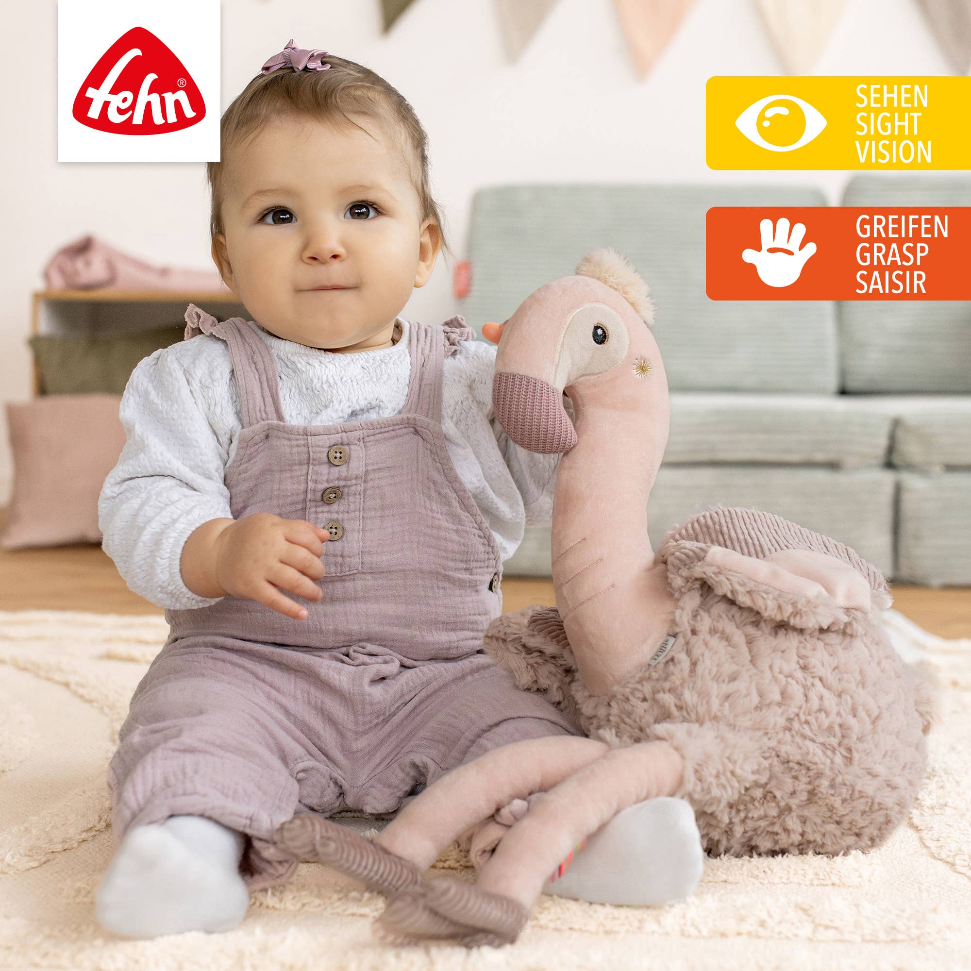 Fehn - Venta al por mayor Peluche - Niños y bebés - Peluche Flamenco XL - Juguete de tela y amigo para abrazar1