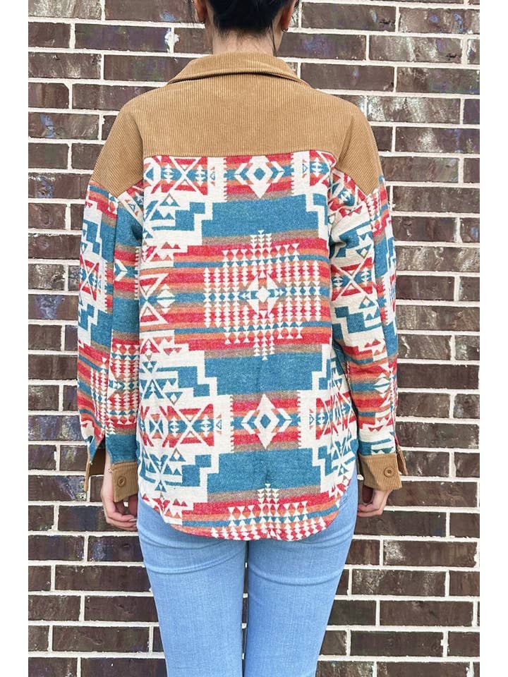 DESHENG ENTERPRISE – Engroshandel Jakke - Dame – VESTLIG AZTEKISK MØNSTER JAKKE CARDIGAN TURKIS2