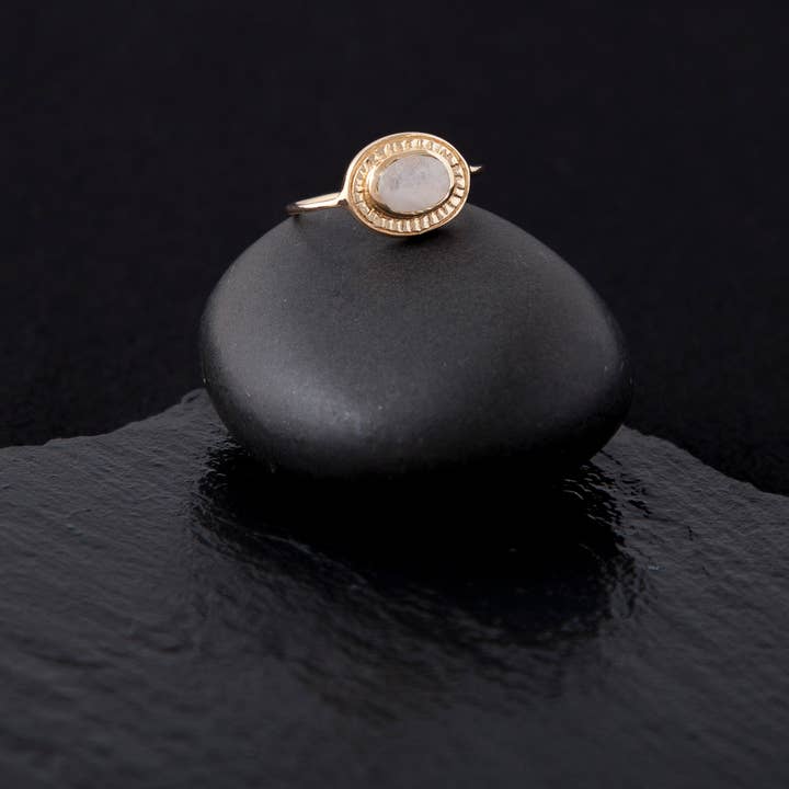 Gold Plated Decorative Moonstone Ring for wholesale by Baizaar