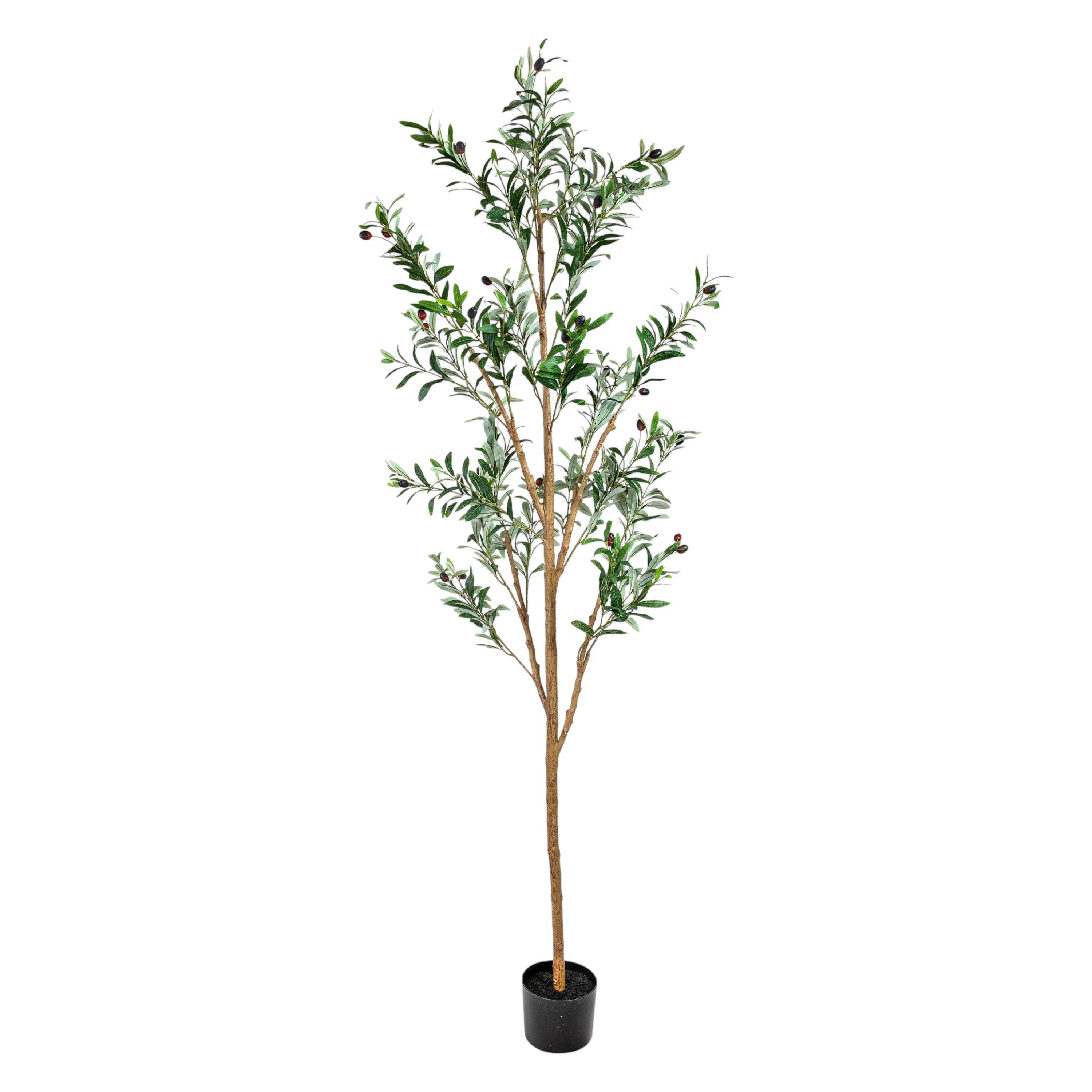 HomeRoots - Wholesale Artificial plant - Set of Two 72" Green Artificial Olive Trees in a Black Pots3