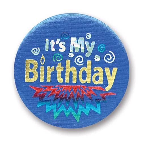 Botón satinado azul It's My Birthday para venta al por mayor de Beistle
