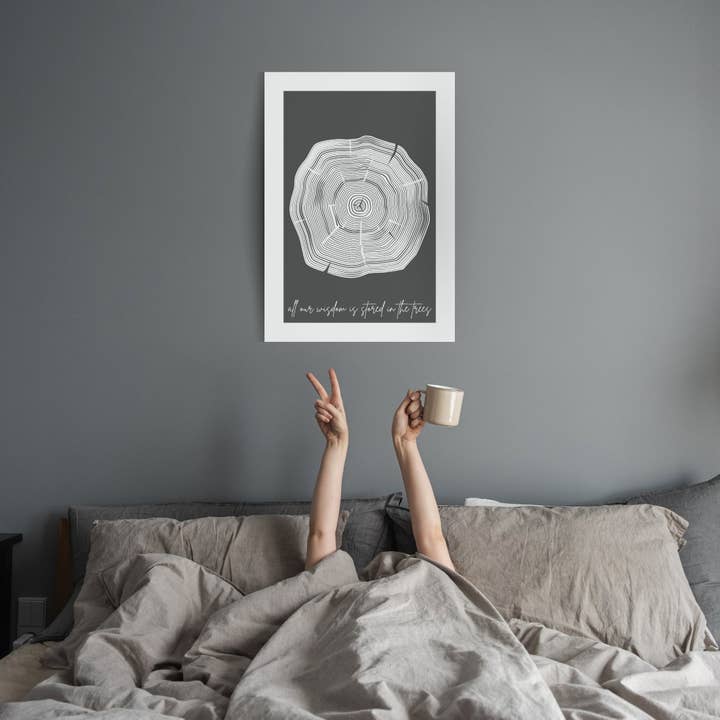 Impression artistique Toute notre sagesse est stockée dans les arbres pour la vente par Eagle Woman Prints