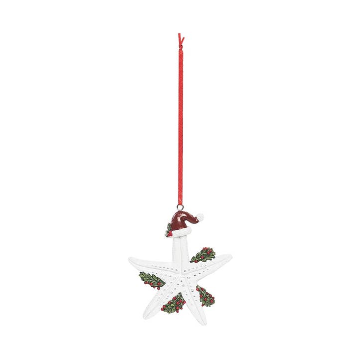 Christmas Silver Sea Star Coastal Ornament for wholesale by C&F Home