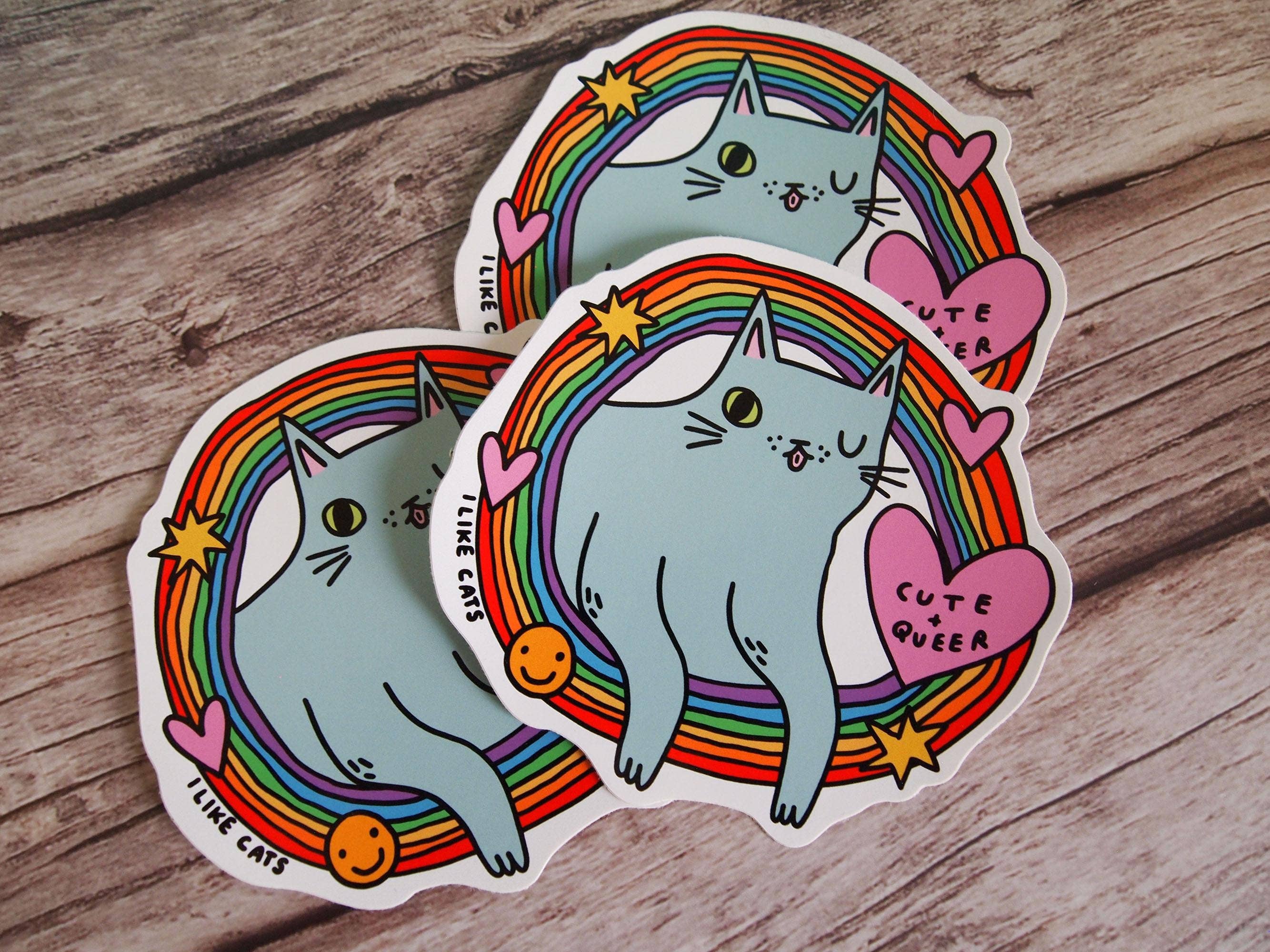 I LIKE CATS - Wholesale Sticker - Cute Queer Cat Rainbow Die Cut Vinyl Sticker6