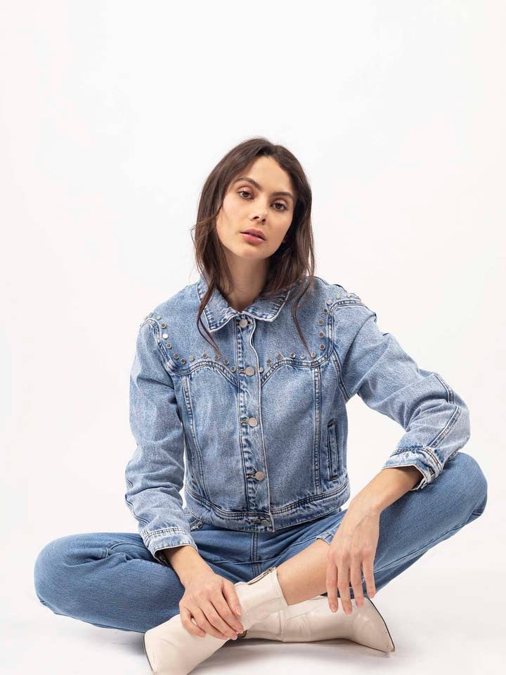 Veste jean empiècement métalique - Lewis for wholesale by Toxik3