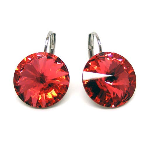 Boucles d'oreilles en cristal 12 mm en padparadscha pour la vente par Janusch