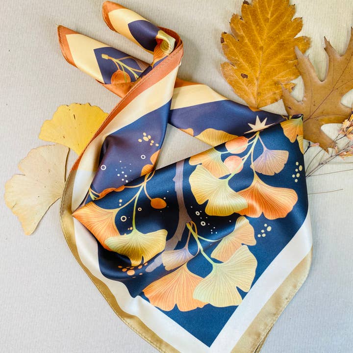 Split Moon Studios - Wholesale Scarf - Women's - Golden Leaf Ginko Motive Scarf8